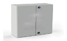 Щит моноблочный ETA 1000x1000x300мм (ВхШхГ) навесной с монтажной панелью, 2 глухие двери, ригельный замок, 2 пластины кабельного ввода, RAL7035, IP66